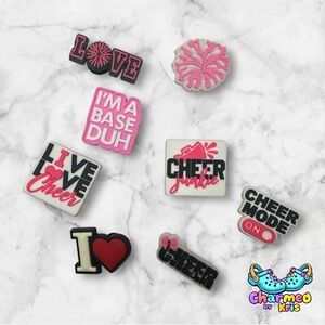 4. Cheer-Themed Kids croc charms Set - Pink, Red, Black